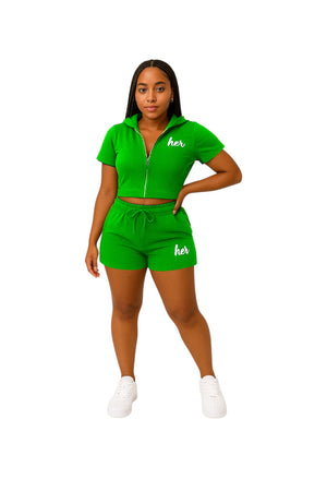 Green Two-piece activewear set for women – hèr Hustle Set by All hèr