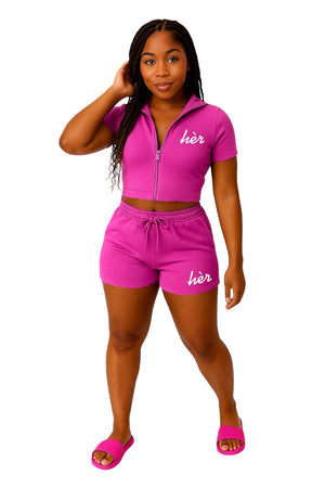 Pink Two-piece activewear set for women – hèr Hustle Set by All hèr