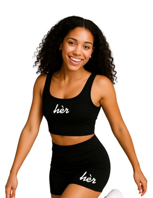 Two-piece set with shorts and crop top in black – Just Jay’d Set by All hèr