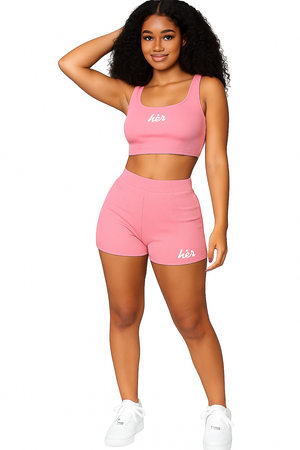 Two-piece set with shorts and crop top in pink – Just Jay’d Set by All hèr