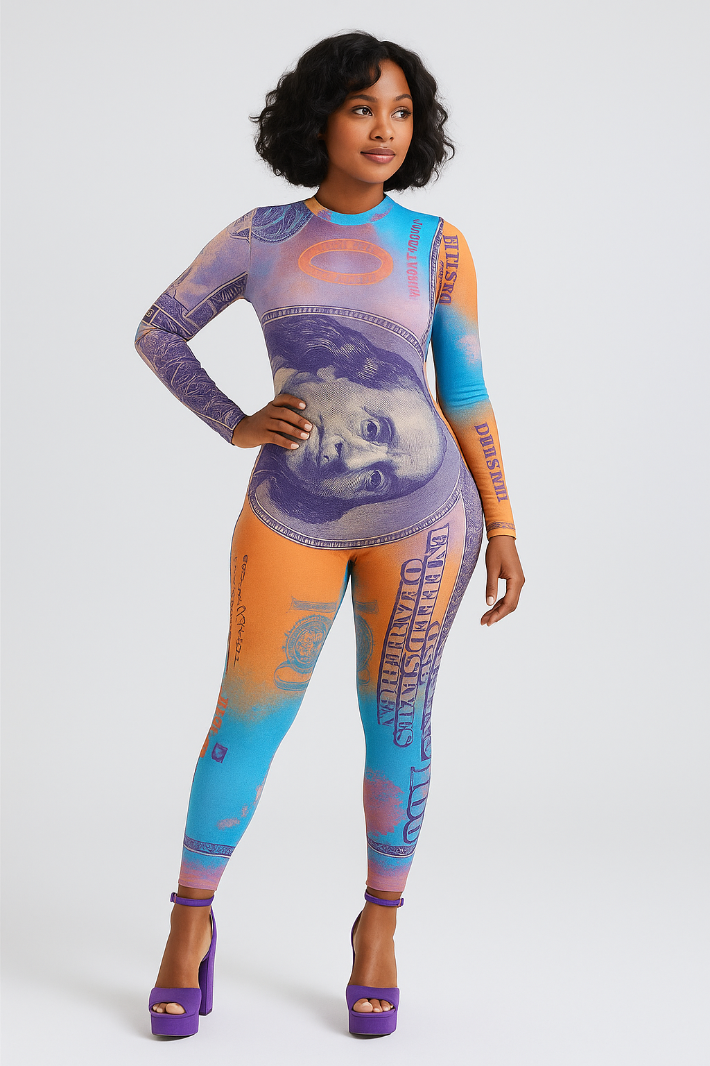 Bold money print bodysuit for women – Bank on hèr Bodysuit by All hèr