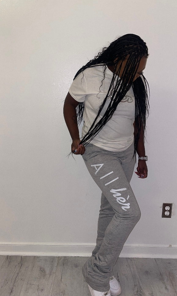 All hèr grey Stacked pant