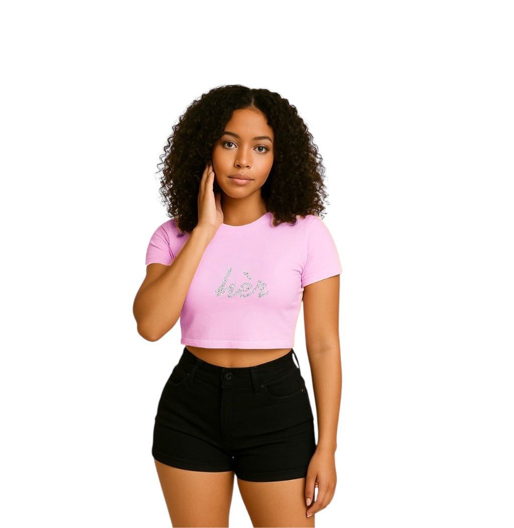 Pink crop top with rhinestone detail – Bling hèr Up by All hèr