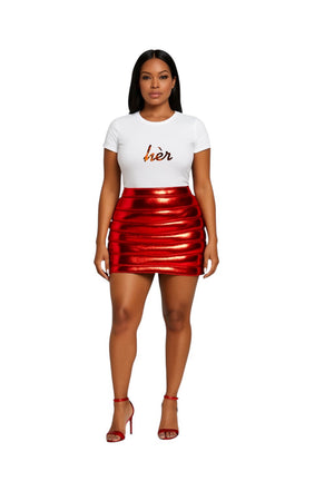 Red hèr Bubble Mini skirt with soft bubble silhouette – All hèr