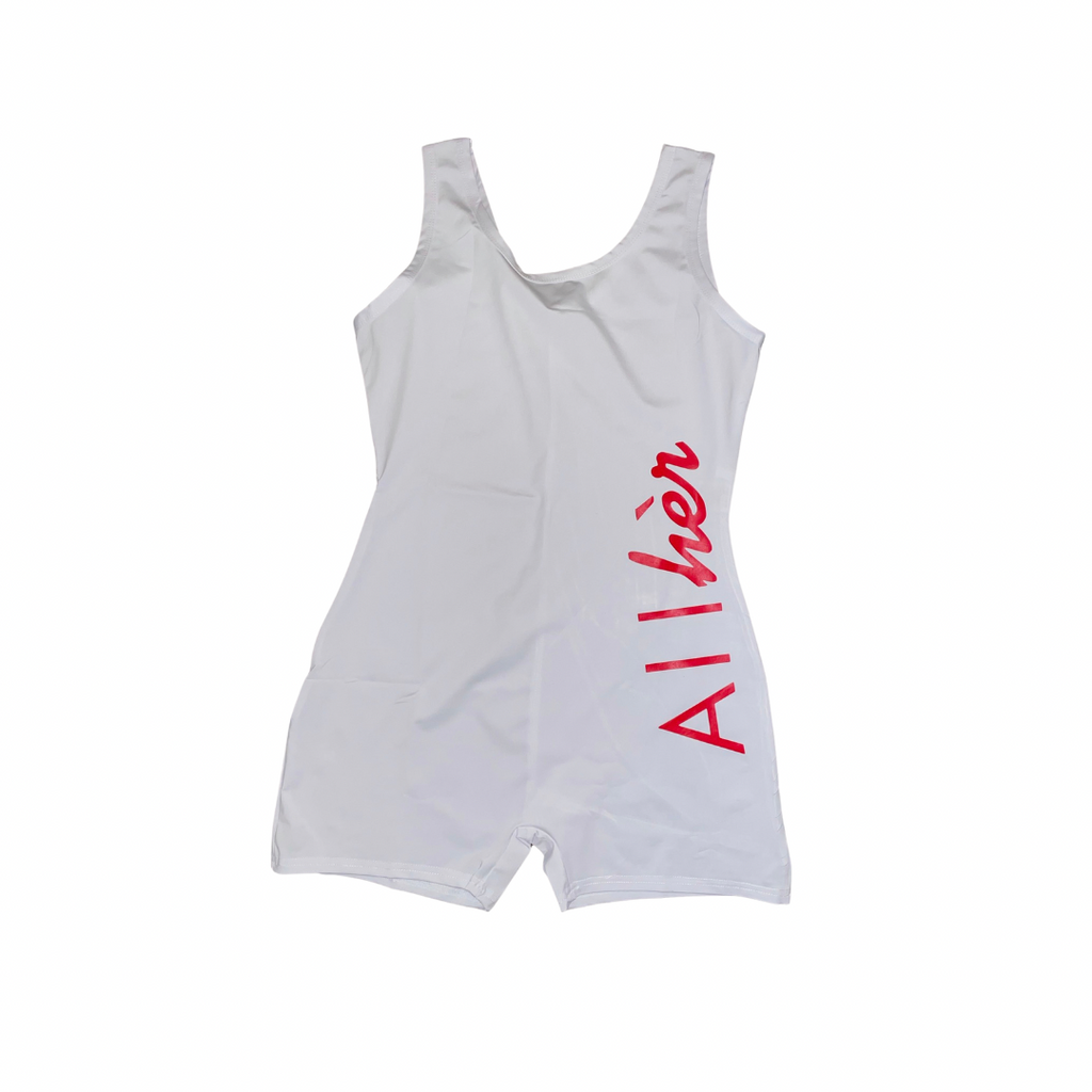 All Hèr White w/ Red Letters Romper