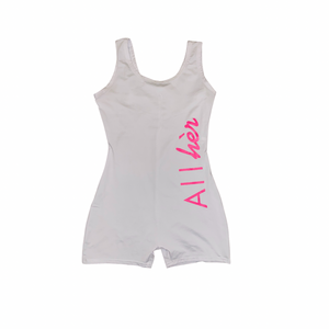 White All Hèr Romper w/ Pink Letters